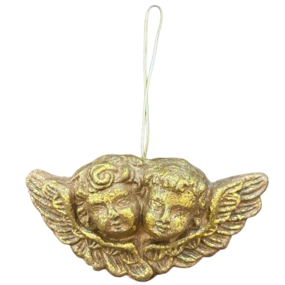 Victorian Angel Ornaments Vintage Christmas Gold Cherubs Handcrafted Handmade